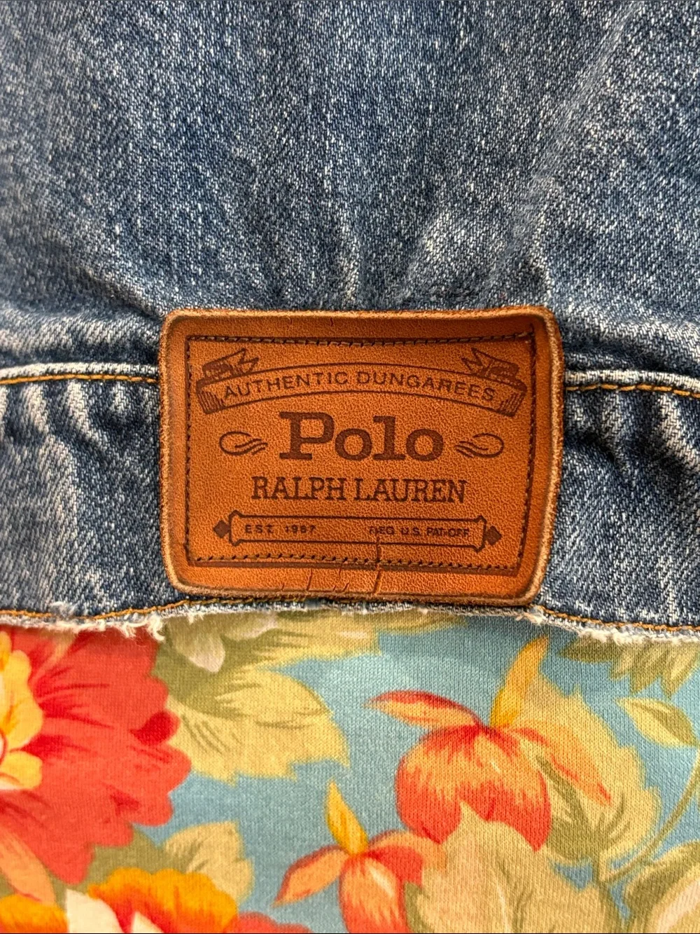 Vintage Ralph Lauren Country 90s Distressed Denim Boxy Cropped Jean Jacket sz M - Picture 6 of 14